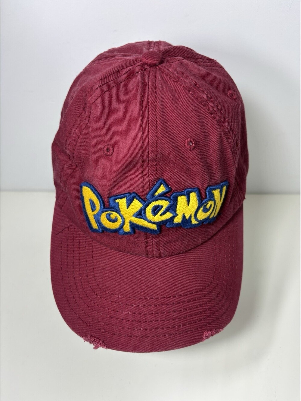 Pokemon Red Adjustable Hat Baseball Cap With Distressed Bill